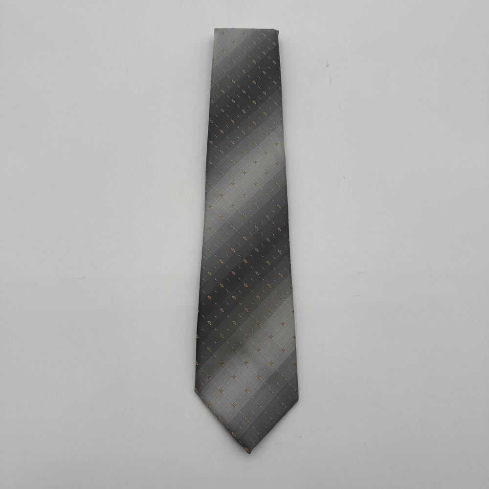 Wembley Men's Gray Gold Geometric Pattern Necktie 100% Polyester Classic Tie